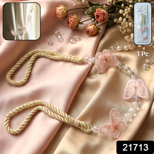 Decorative floral bead curtain holder
