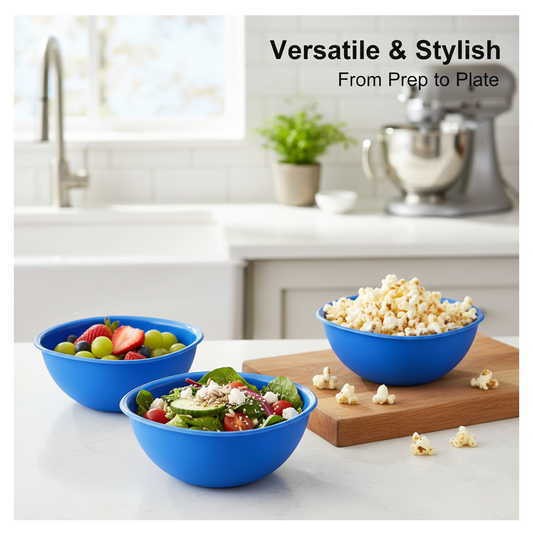 BPA Free Plastic Bowl Set for Cereal Salad Rice Soup Pasta Snack 3 Pc
