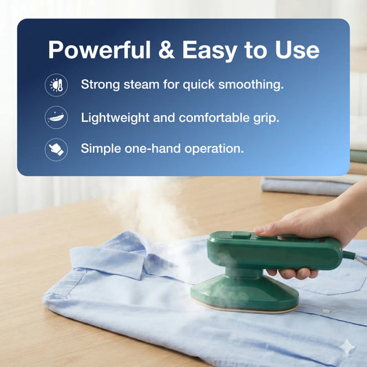 Mini Steamer Iron 2-in-1 Portable Travel Friendly - in-use lifestyle shot