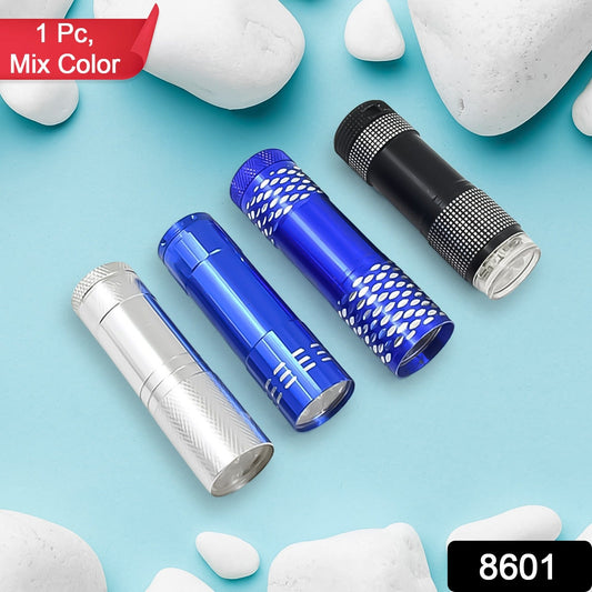 Portable Mini Torch – 9 LED Pocket Flashlight, Battery Operated (Mix Color)