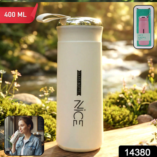 Premium White Glass Water Bottle (1 Pc ,400 ML)