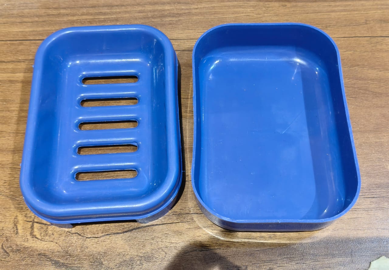 Premium Quality Rectangular Blue Plastic Soap Case (1 Pc)