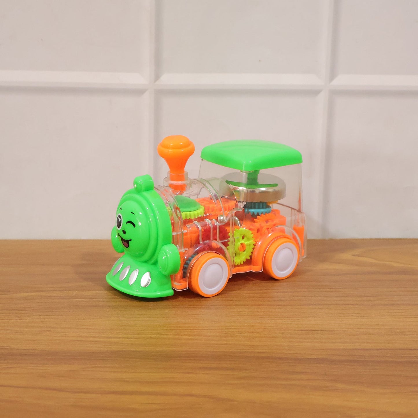 transparent toy train with sound
