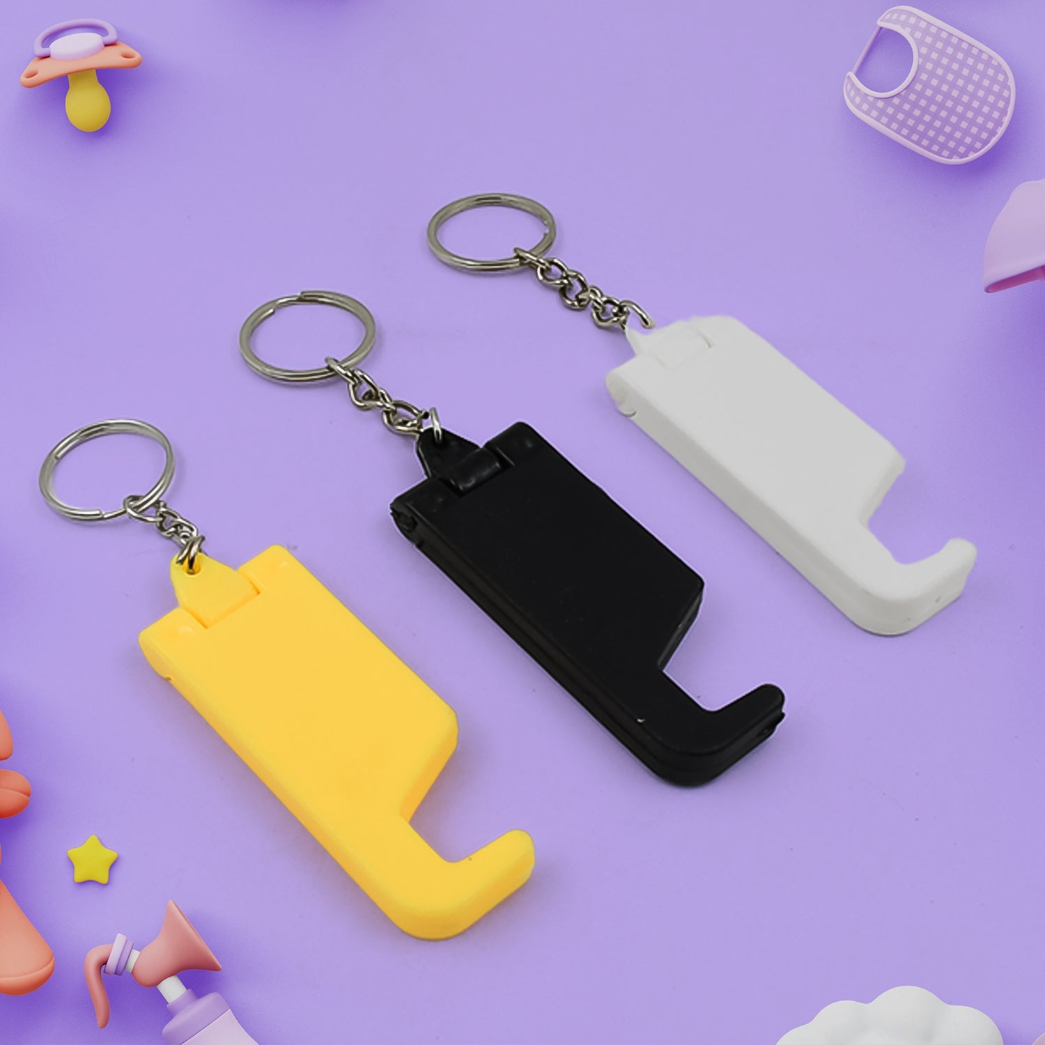 Plastic Keychain with Mobile Stand