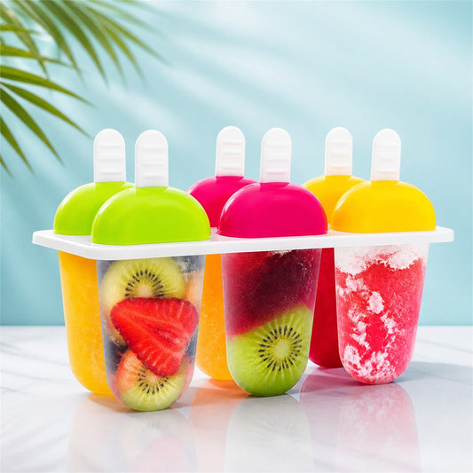 6 Pcs Multicolor Polypropylene Ice Mold, Kulfi Maker / Stick / Cream / Assorted