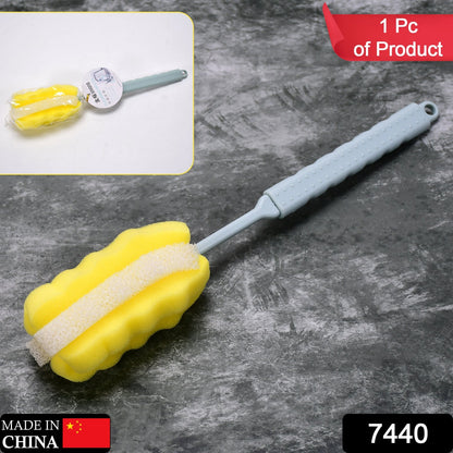 Long handle sponge brush for deep cleaning baby bottles and glass mugs at home