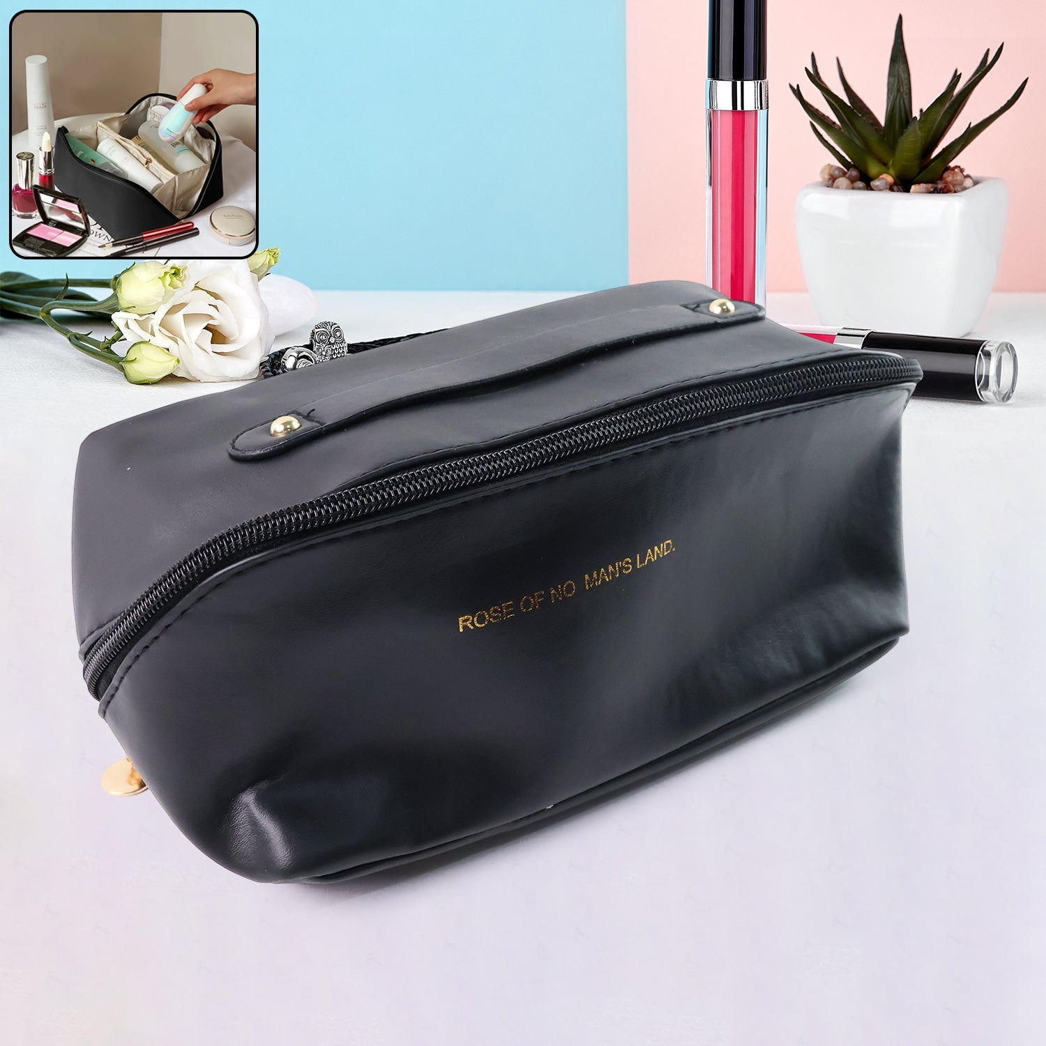 Metro Blush Black Travel Vanity Bag