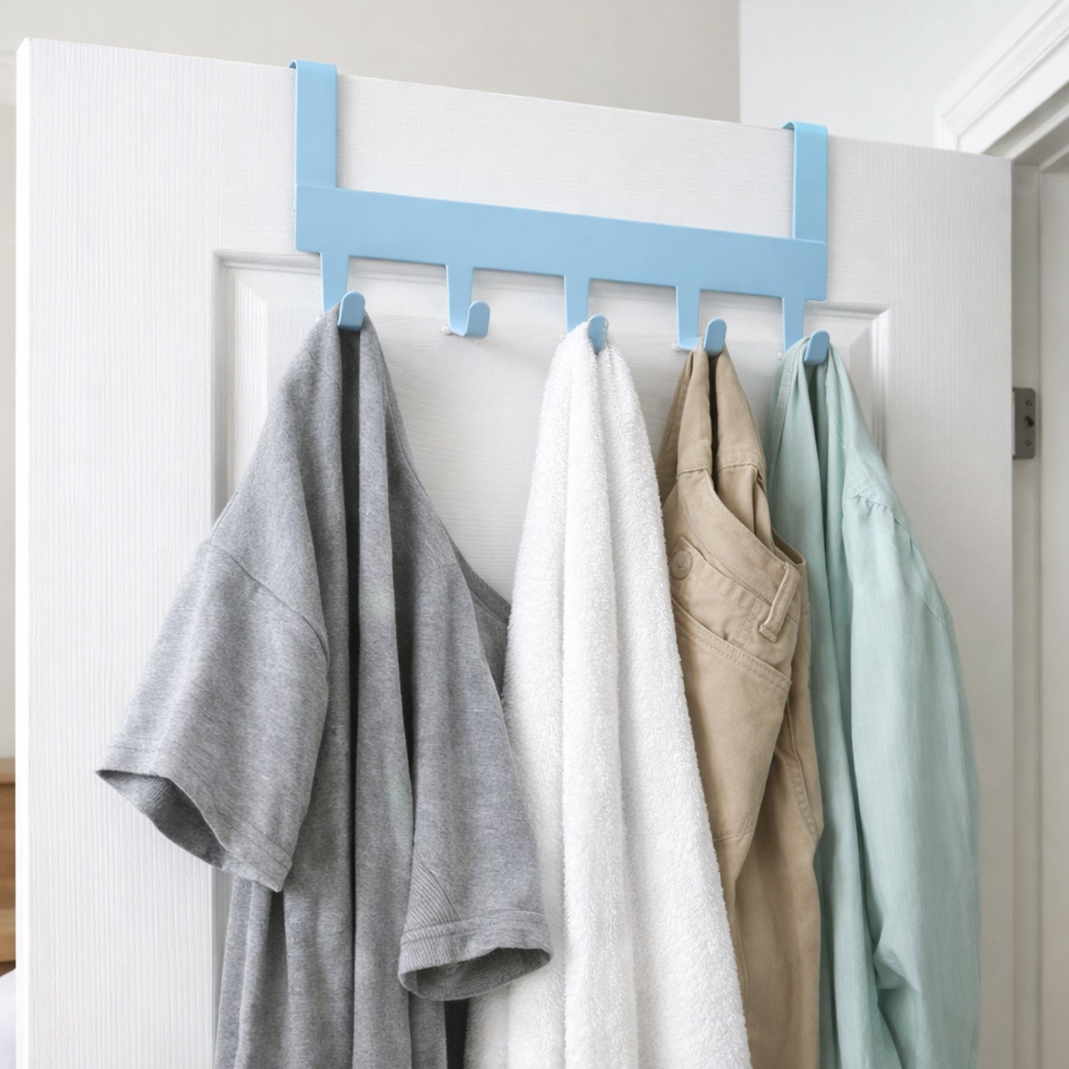 Multi purpose metal 5 hook hanging rack