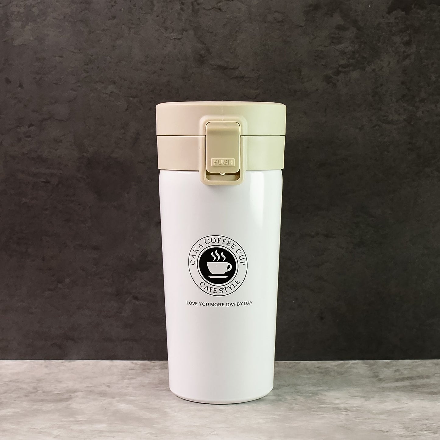  Stainless Steel Vacuum Insulated Coffee Flask Flip Lid - specs detail shot