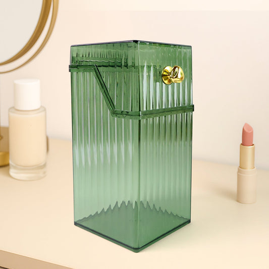 Square transparent plastic storage box with flip lid dustproof organizer India
