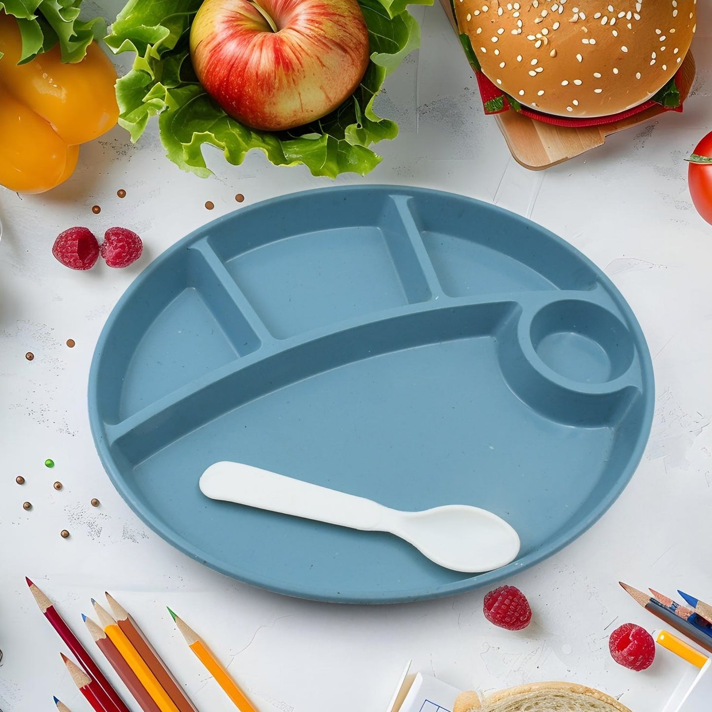 Biodegradable 5-Compartment Food Plate for Kids, BPA-Free (1 Pc)