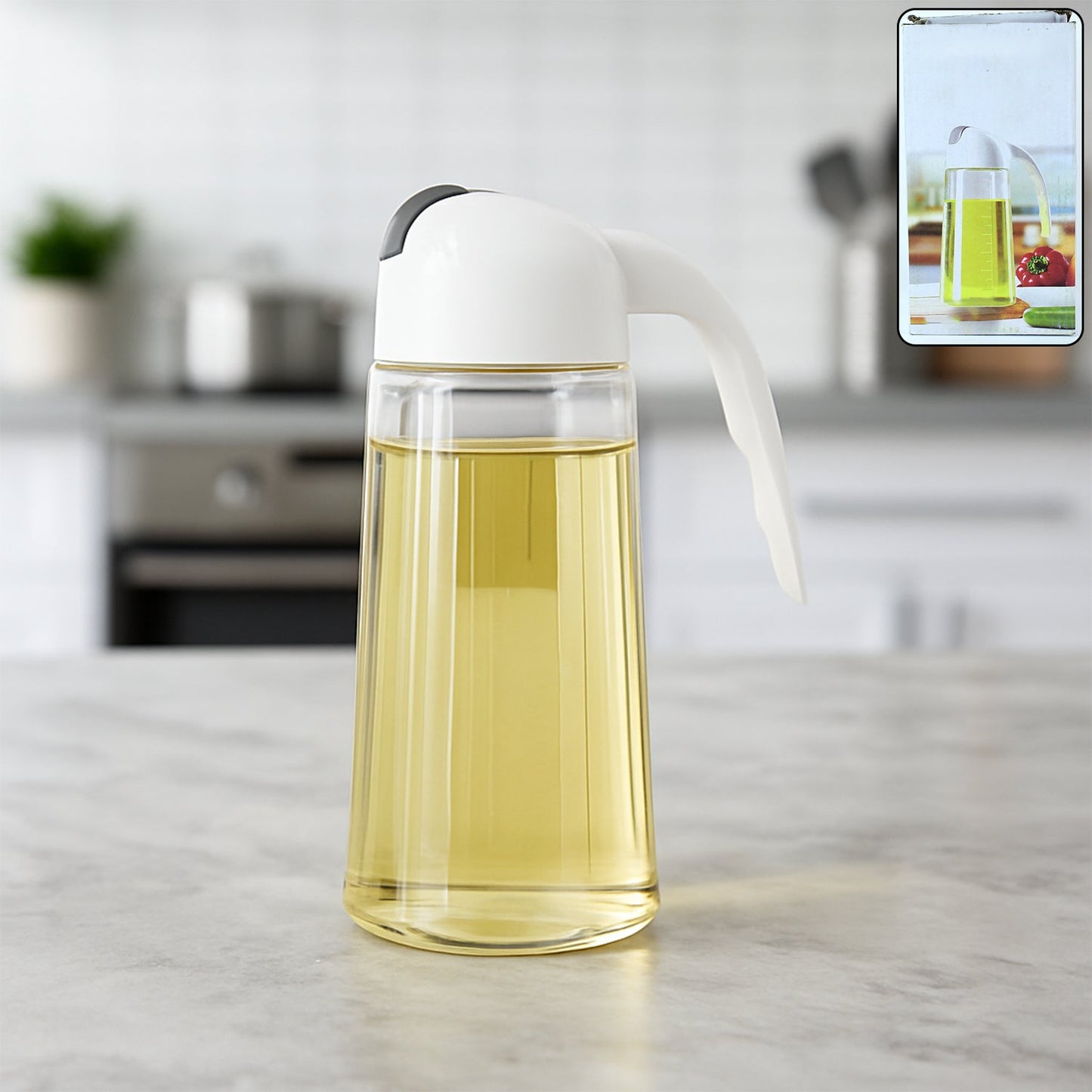 Kitchen Glass Oil Bottle Dispenser Automatic Opening Bottles  630 ML