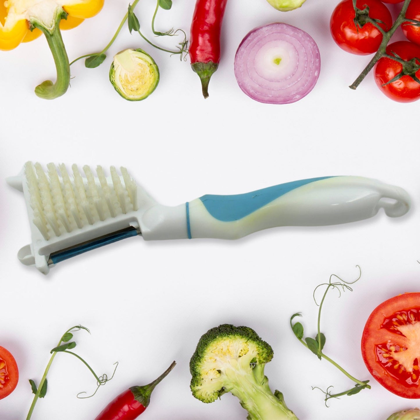 Multipurpose Peeler Brush – Stainless Steel Peeler with Cleaning Brush (1 Pc)