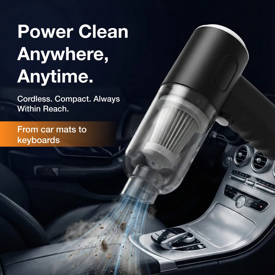  3 in 1 Mini Car Vacuum – Wireless, Rechargeable, Blower & - scale and size reference