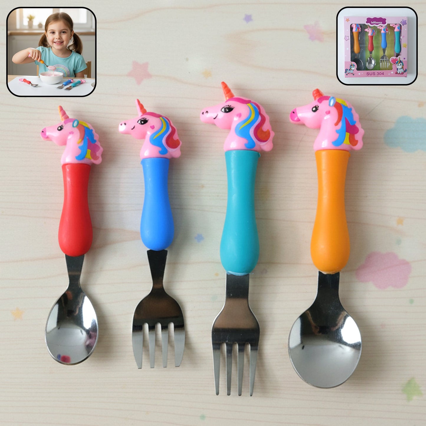 unicorn kids cutlery set