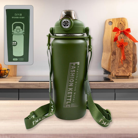 Stainless Steel Water Vacuum Insulated Bottle With Straw (1500ML, Mix Color)