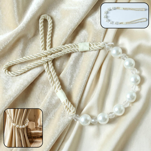 Elegant pearl beaded curtain tieback