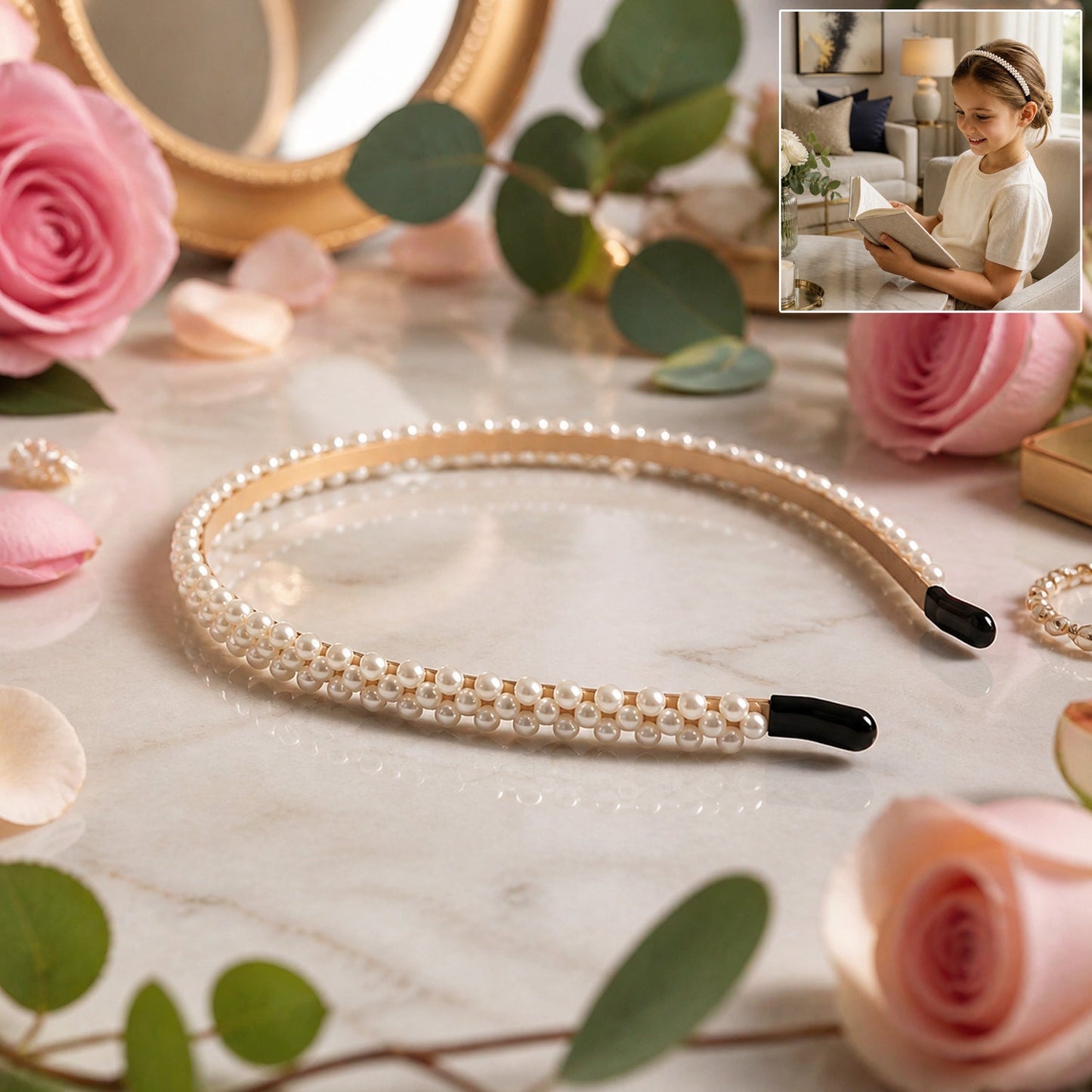 Slim Pearl Hairband Elegant Designer Headband for Women (1 Pc)