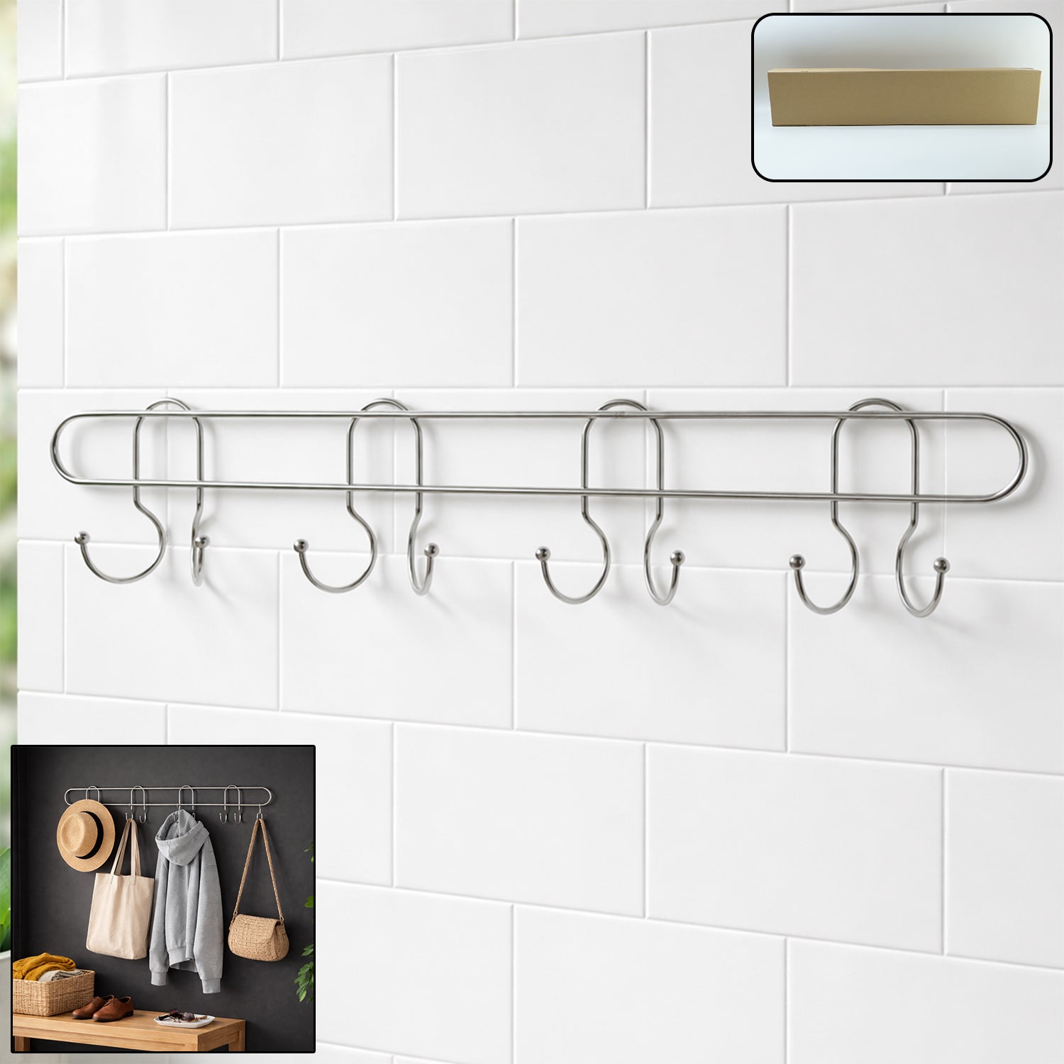 heavy duty stainless steel wall mounted hook rack