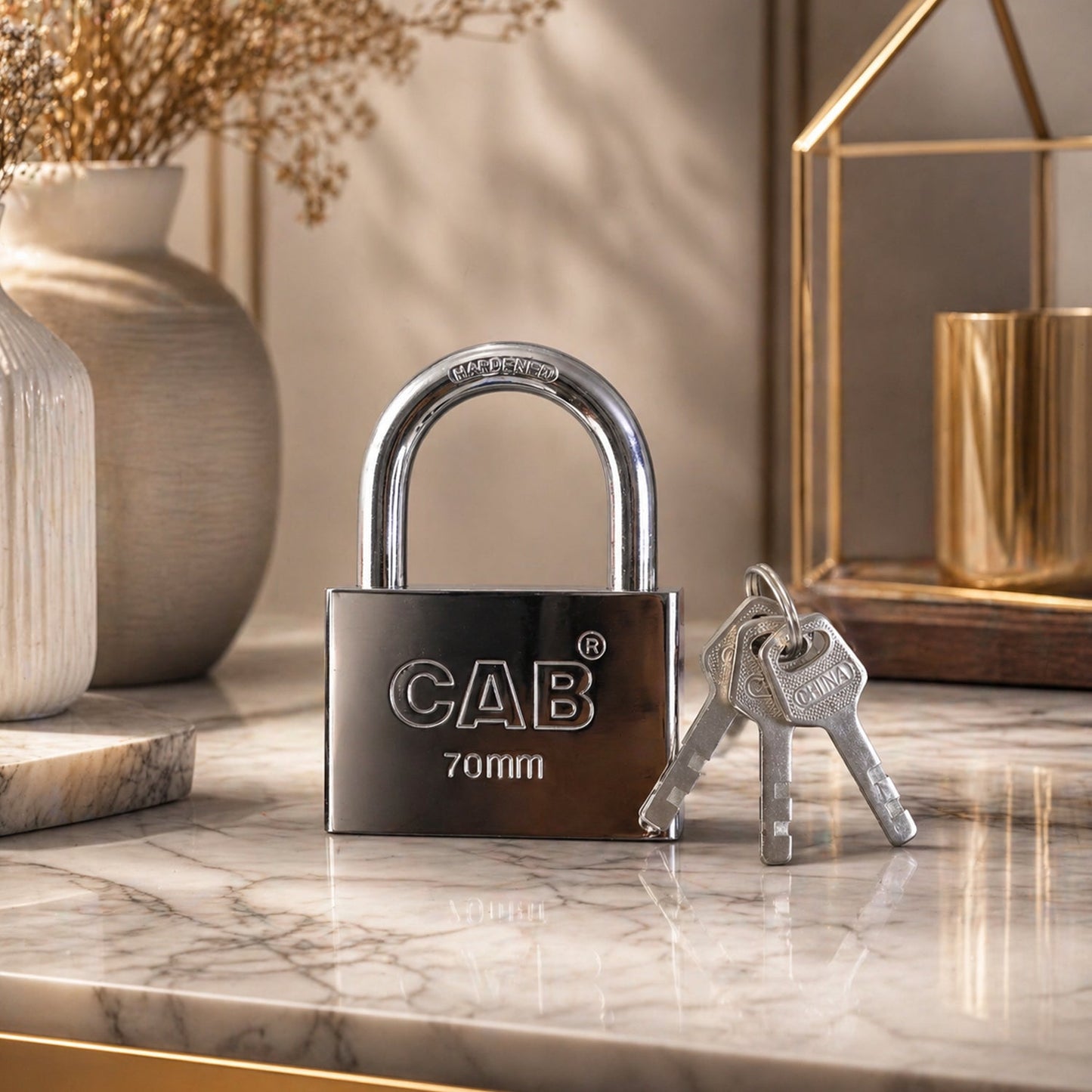 Heavy Steel Premium Square Padlock 70mm with 3 Keys  Hardened Shackle for Doors