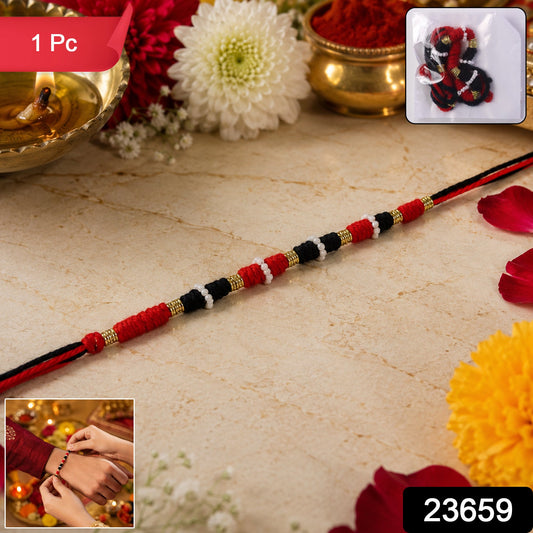 Handmade Red Black Cotton Rakhi 