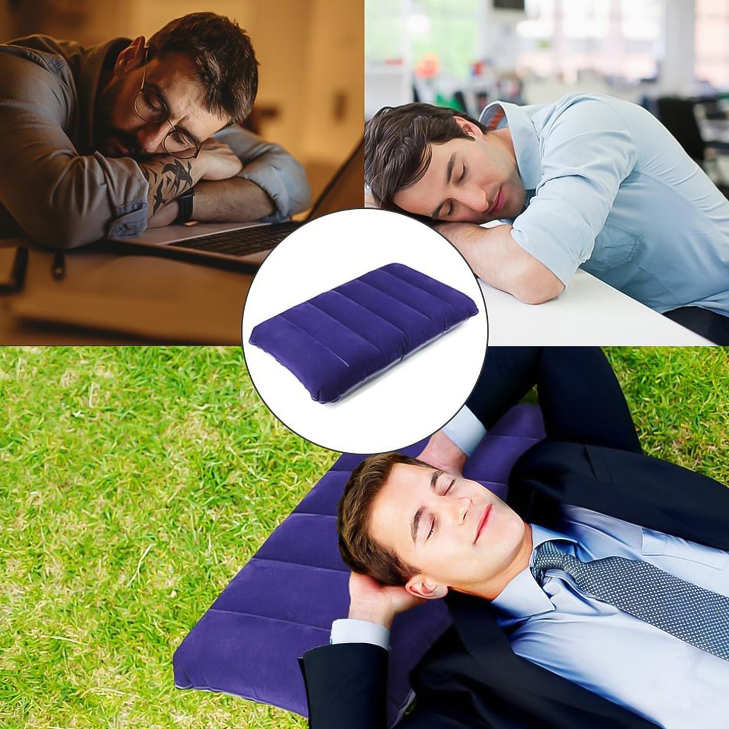  Velvet Air Inflatable Travel Pillow Blue - main product shot