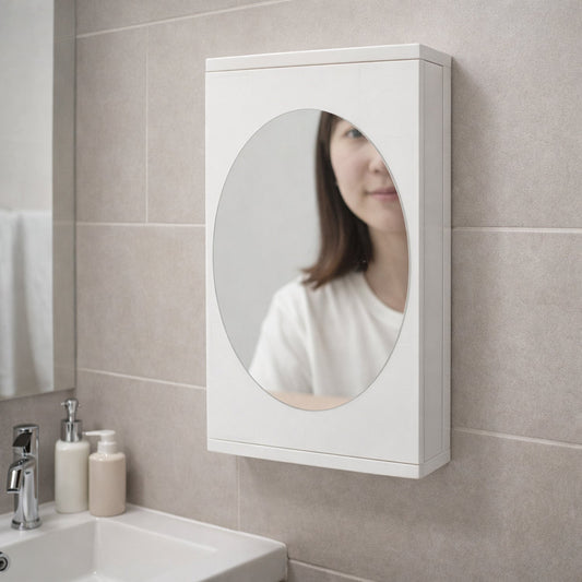 Wall mounted rotating bathroom mirror cabinet 22x42 cm