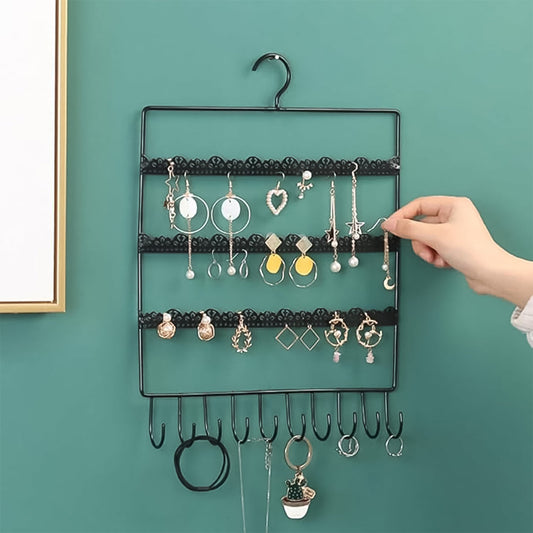Wall-mounted hanging earring organizer rack for all jewellery types India