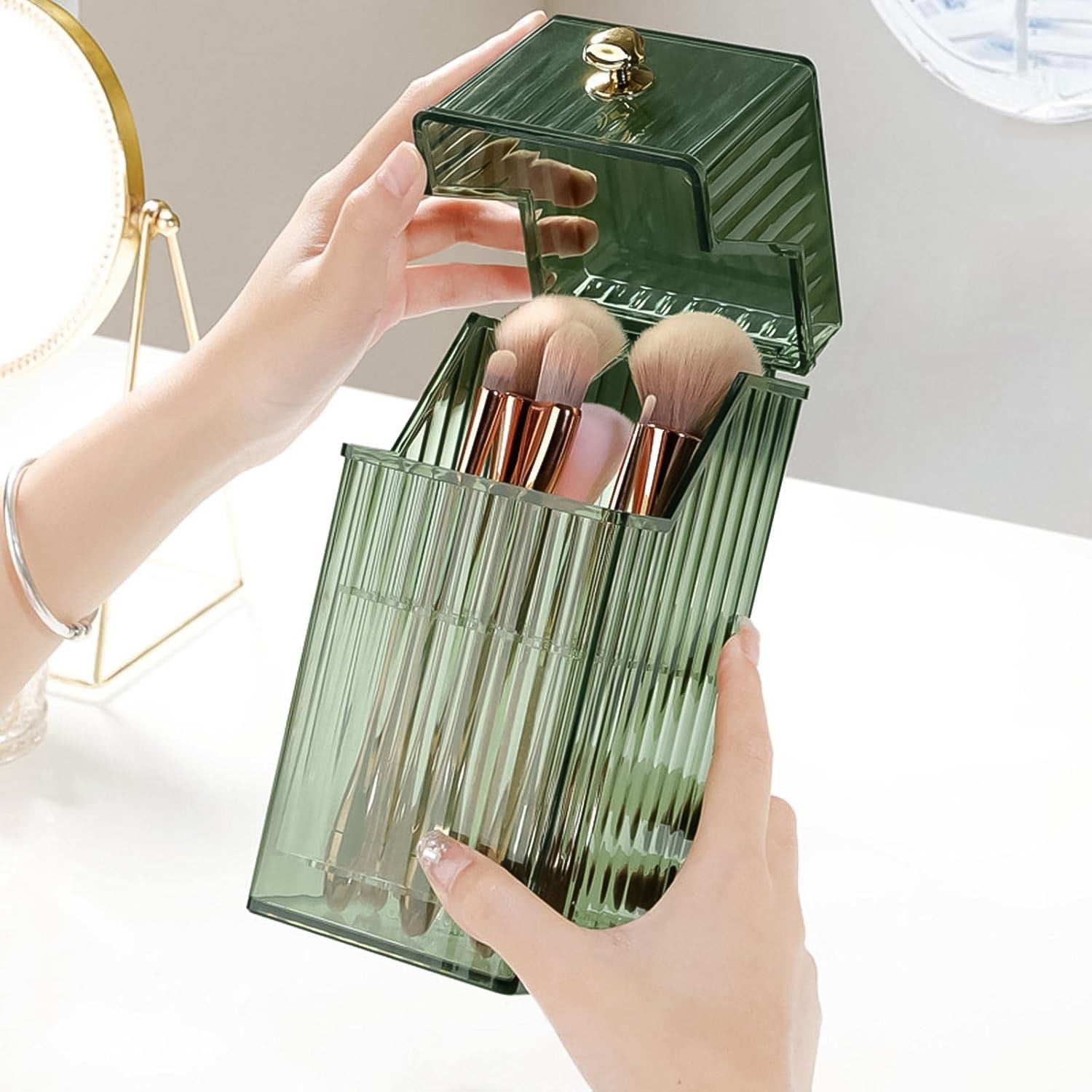 Transparent plastic storage box with flip lid side view India