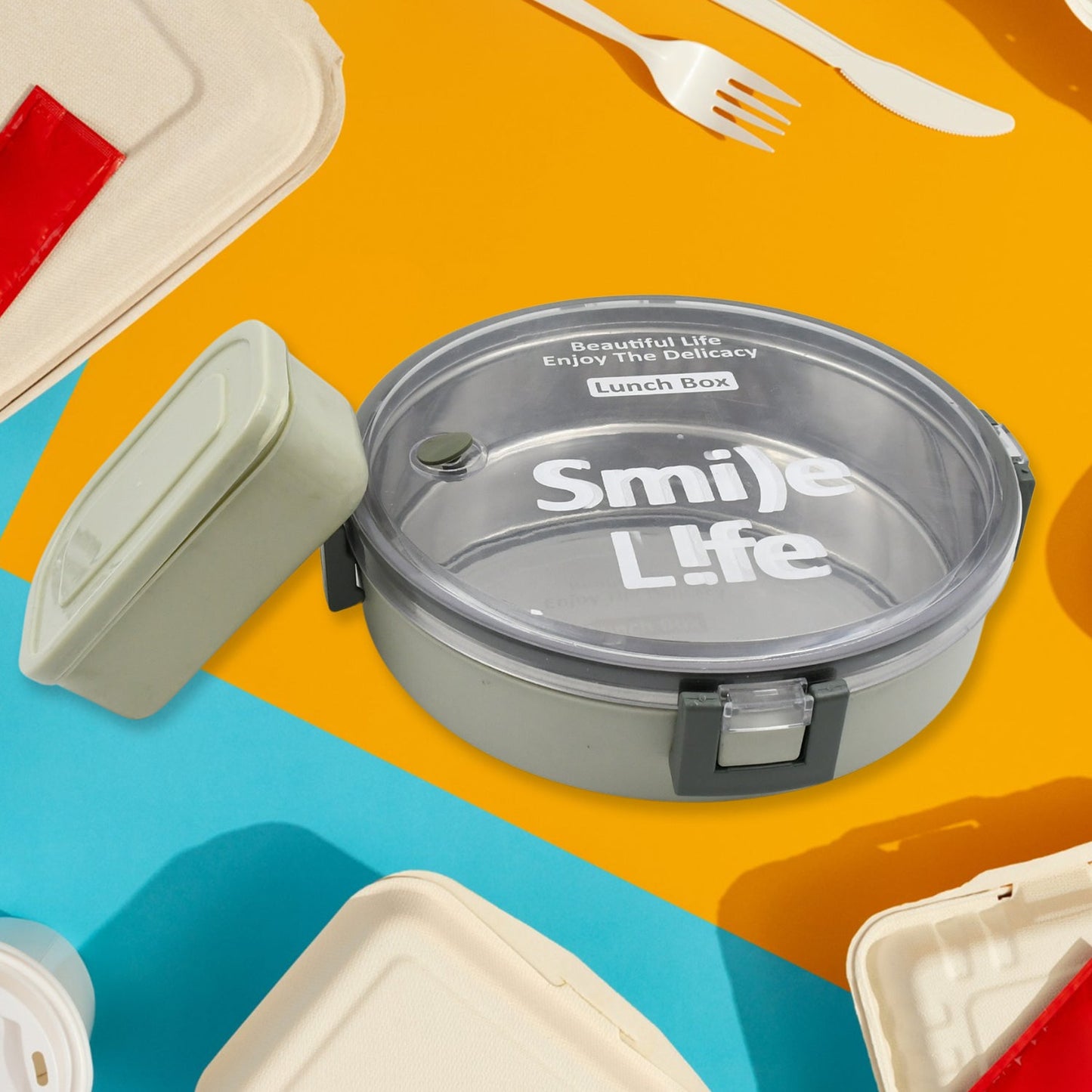 Miracle Stainless Steel Round Lunch Box (450 ML + 250 ML Approx)