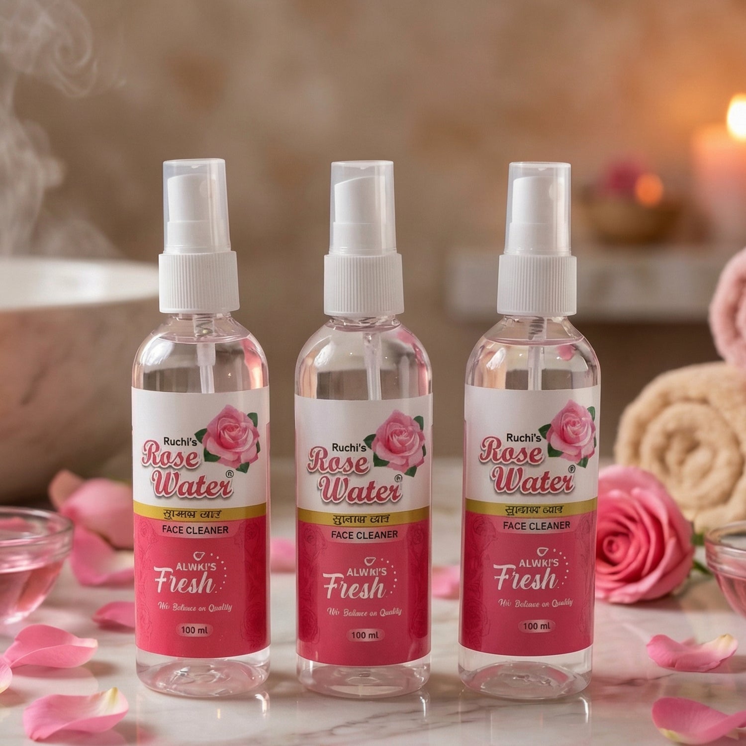 rose water toner mist spray for skin care