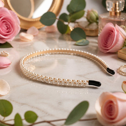 Slim Pearl Hairband Elegant Designer Headband for Women (1 Pc)