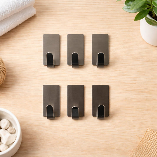 Self Adhesive Wall Hooks Set (6 Pc, Mix Design)