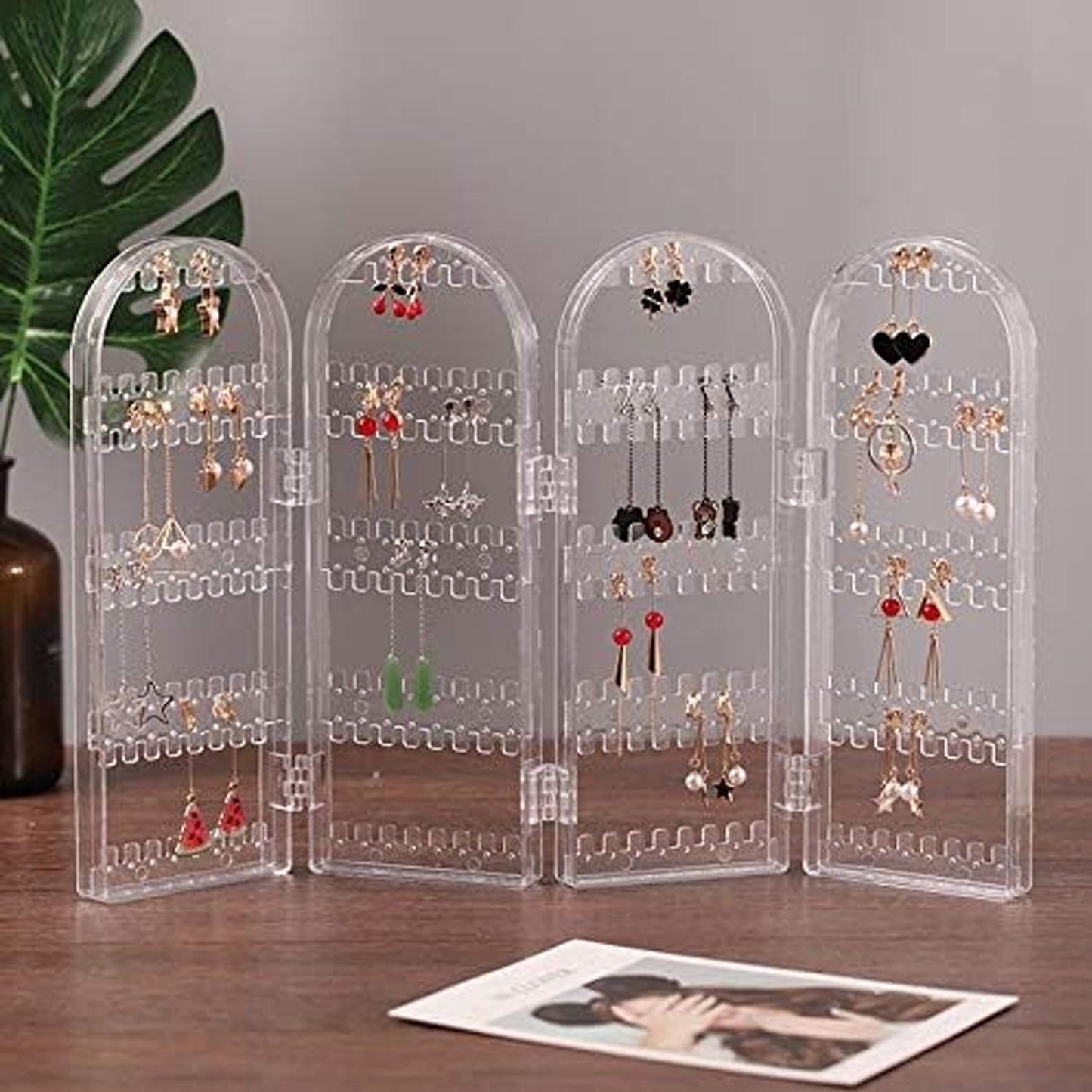 Foldable acrylic earring organizer 4 doors hanging jewellery India