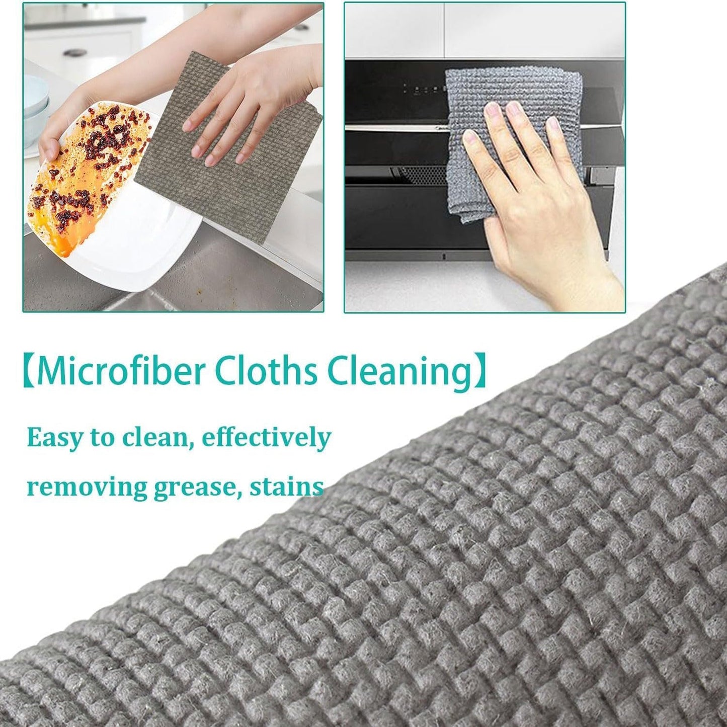 Durable Microfiber Kitchen Scrub Cloth (20×22cm, 1 Pc)