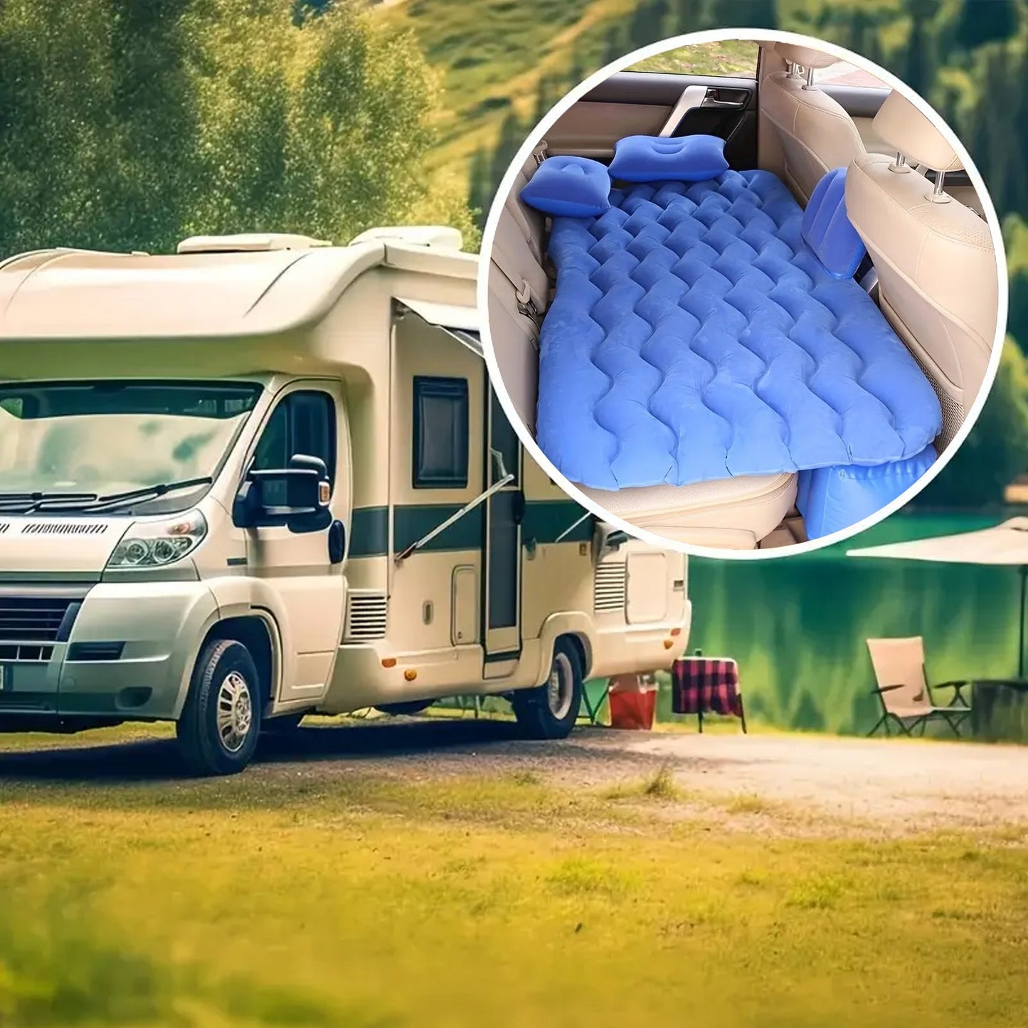  Portable Car Backseat Inflatable Air Mattress Bed - key feature close-up