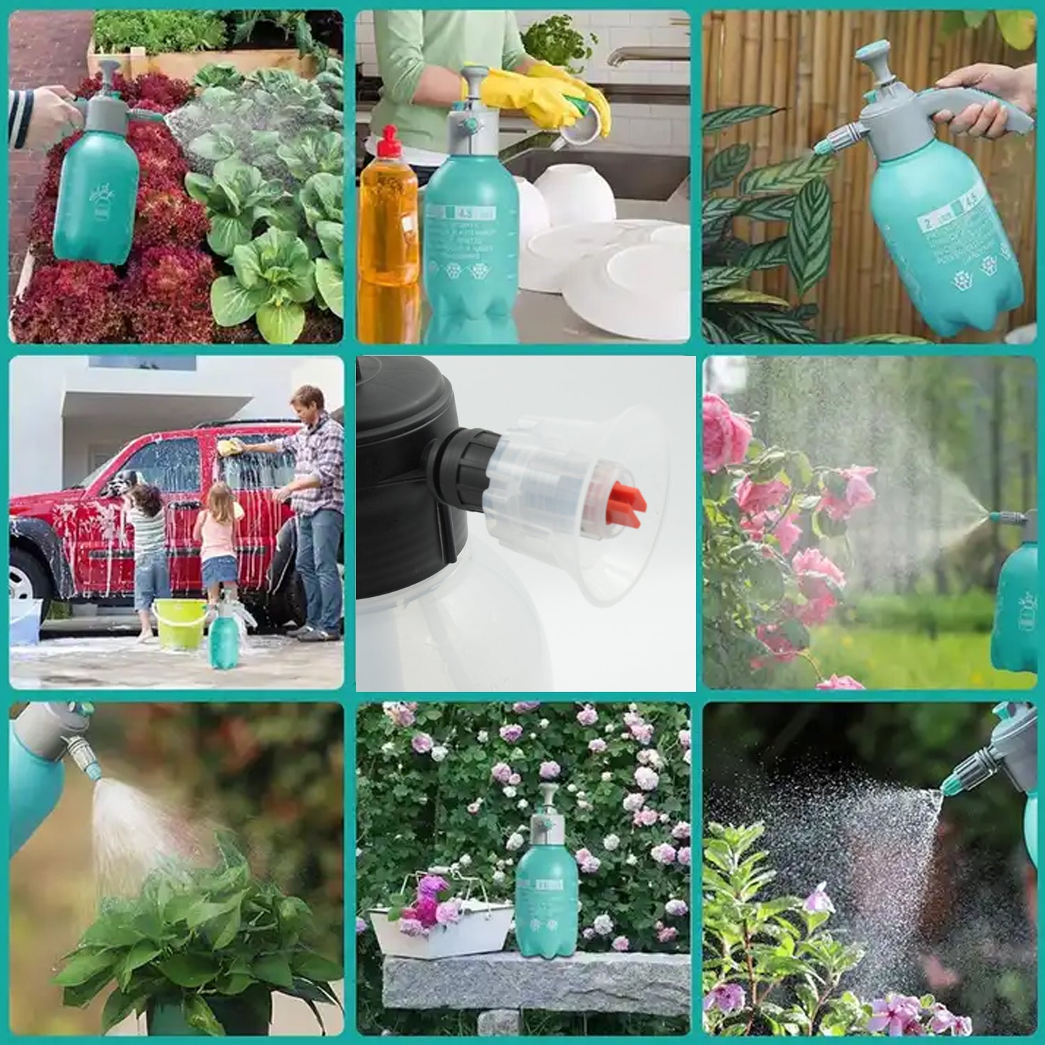 Garden foam sprayer 2L with adjustable nozzle for easy plant care and cleaning