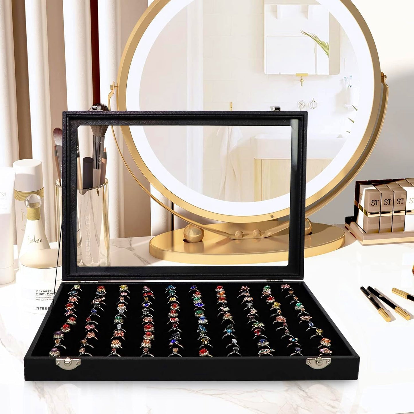 Jewellery display case 35x24cm stackable ring storage with top lid India