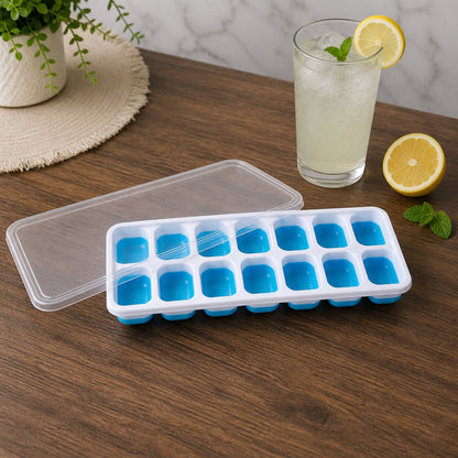 Multipurpose Plastic Ice Cube Tray With Lid (1 Pc, 14 Gride)