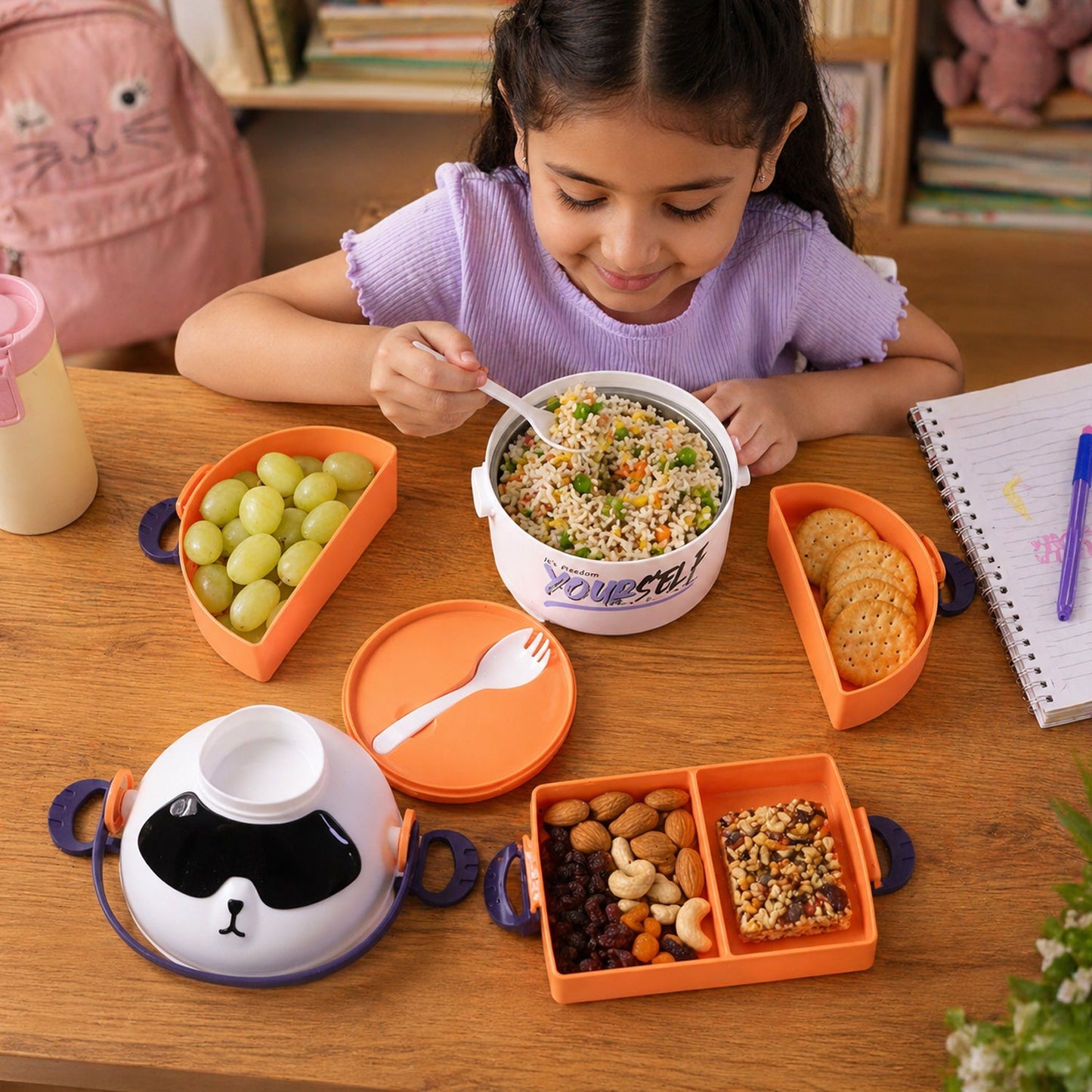 kids lunch box double layer design