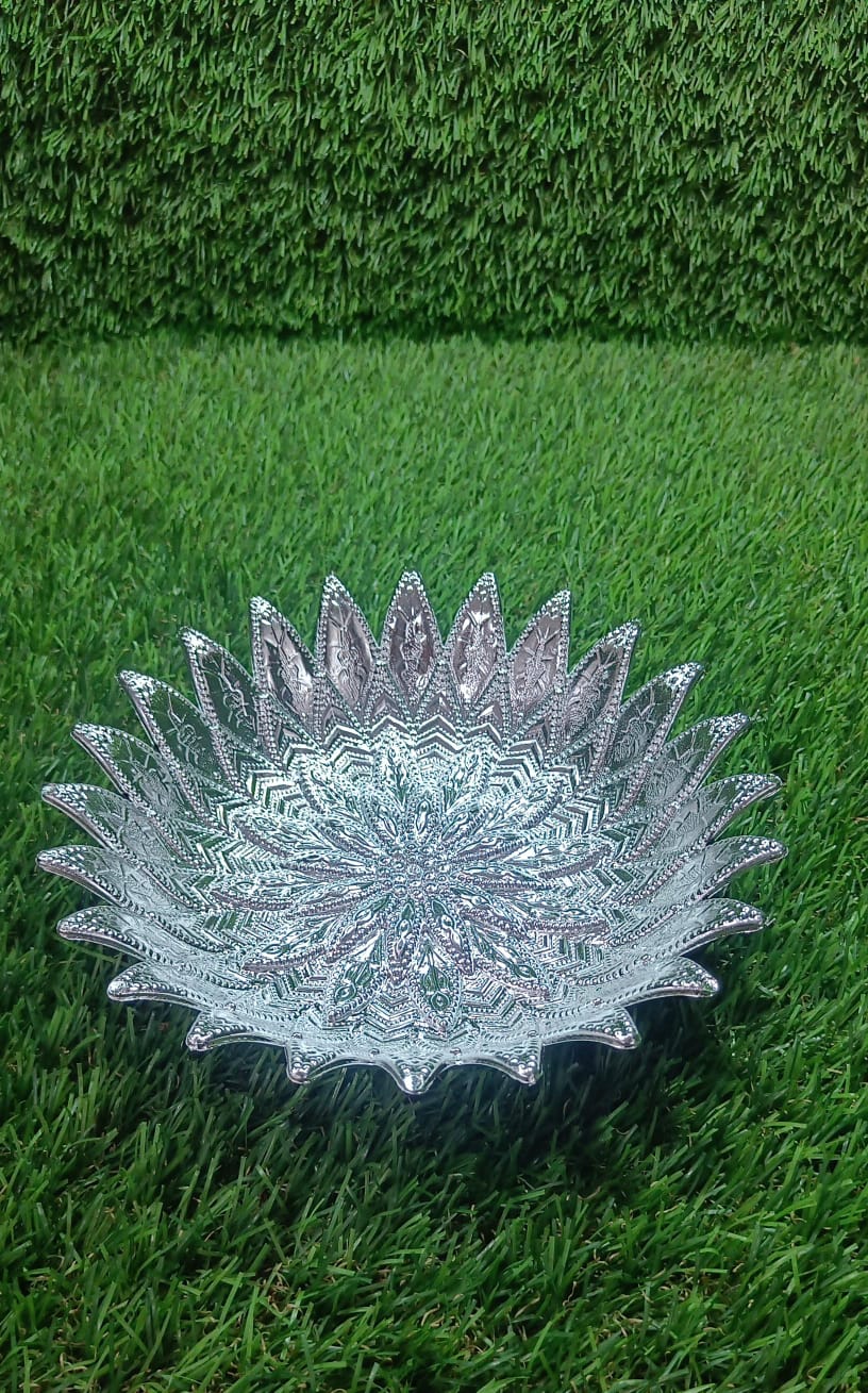 Multipurpose decorative silver serving tray for Navratri and festivals India