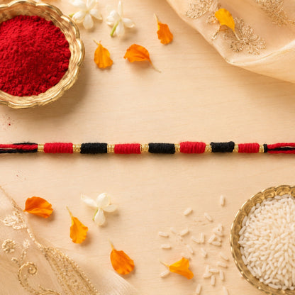 Handmade Black and Red Bracelet Rakhi for Brother (1 Pc)