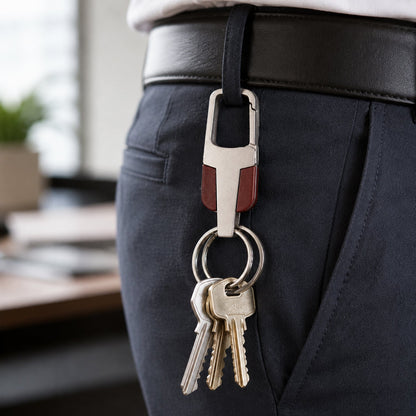 Heavy Duty Stainless Steel Key Holder with Dual Ring Carabiner Clip 1 Pc