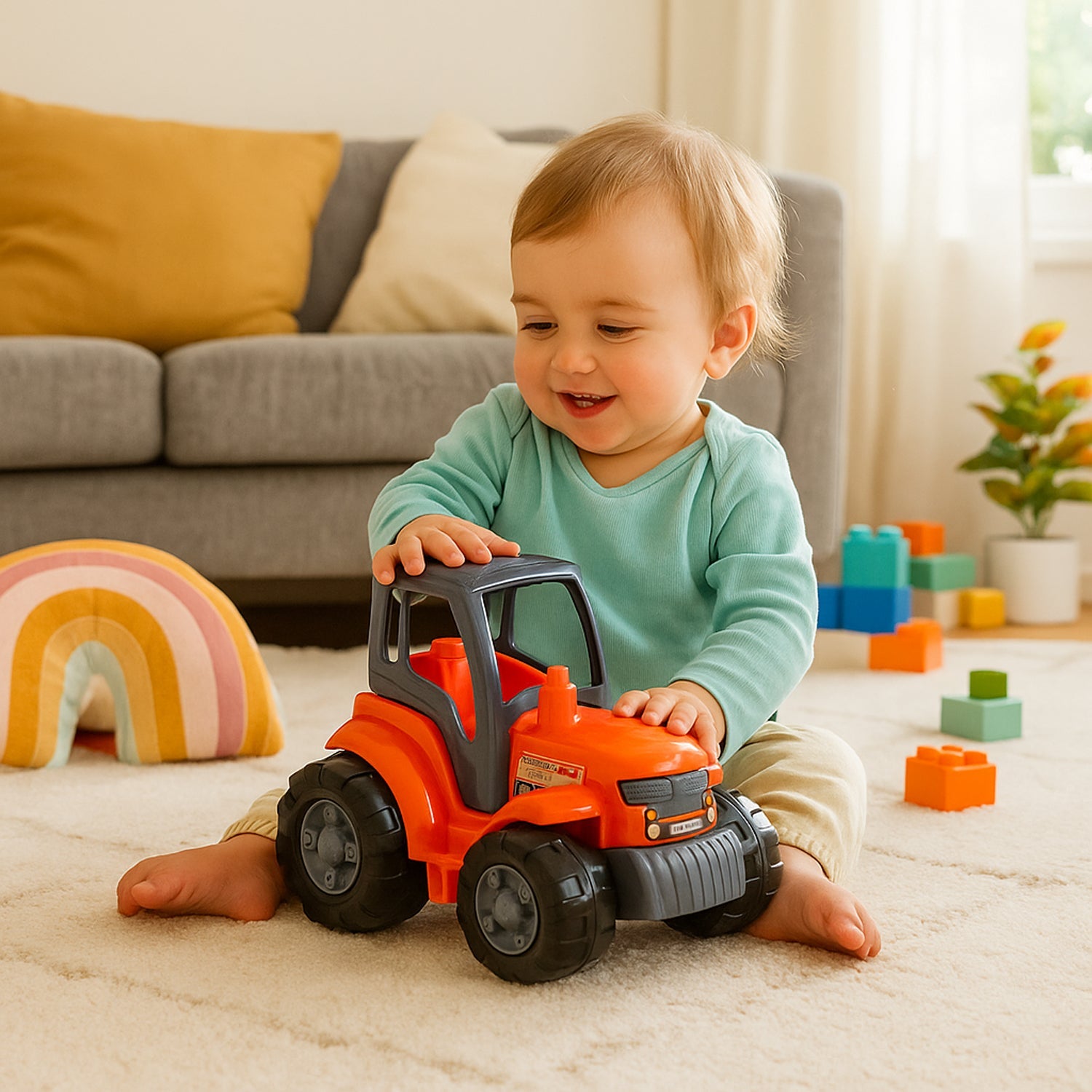 Pull back tractor toy