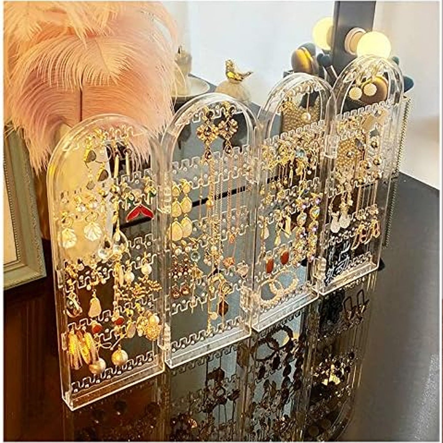 4-fold earring display acrylic stand side view India