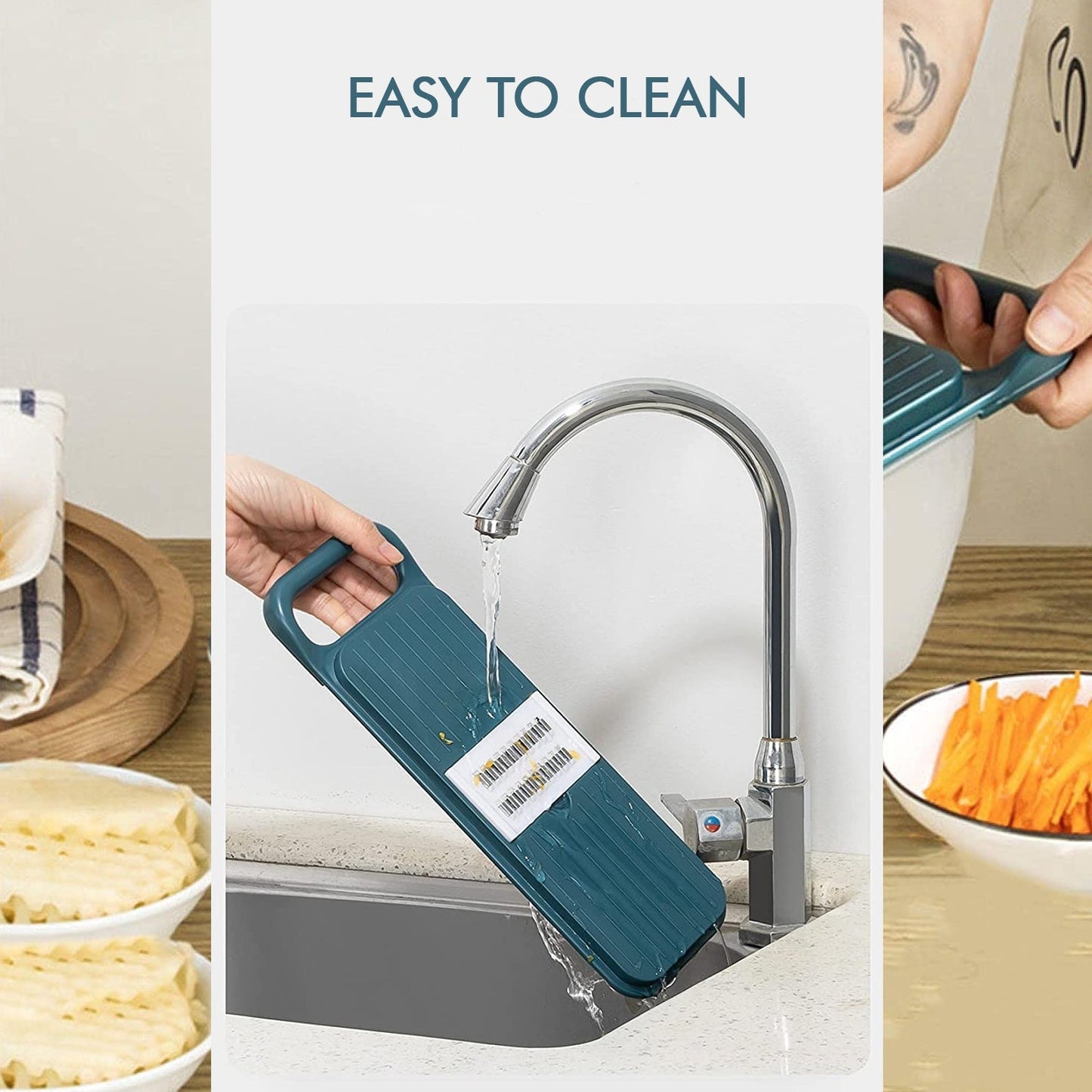Multifunctional Vegetable Slicer Cutter – Onion & Potato Slicer with 6 Blades & Peeler