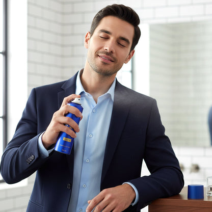 Signature premium blue perfume deodorant bottle