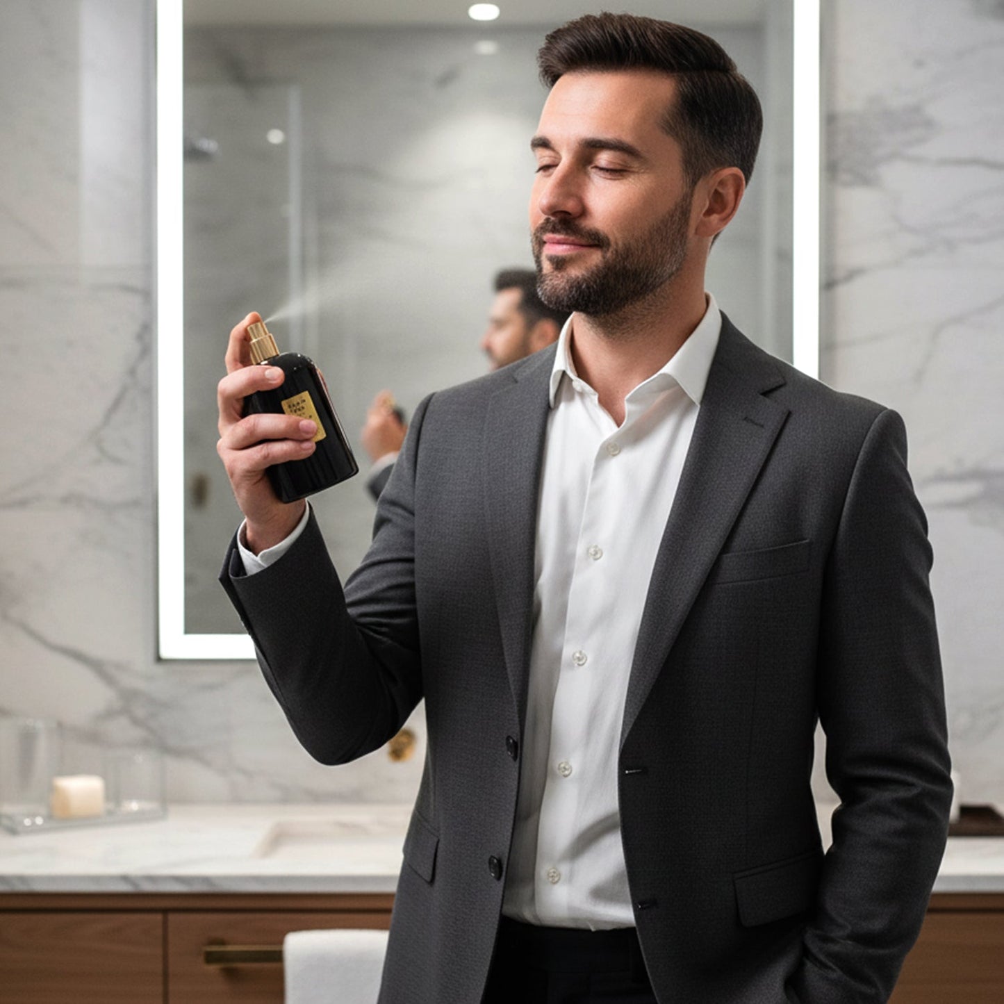 premium Black Oud perfume design Next brand