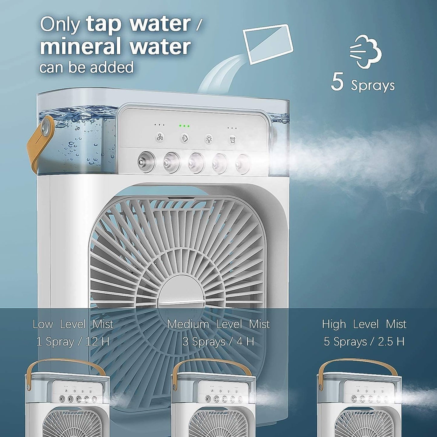  Portable Air Cooler Fan with 7-Color Light – Personal AC Fan - main product shot