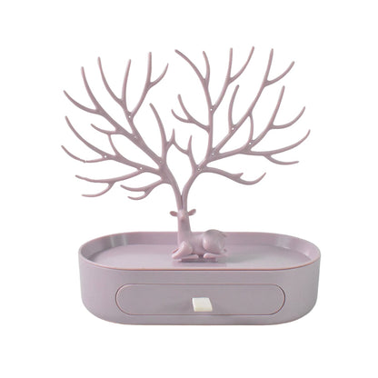 Compact jewellery holder rack with drawer open showing storage India